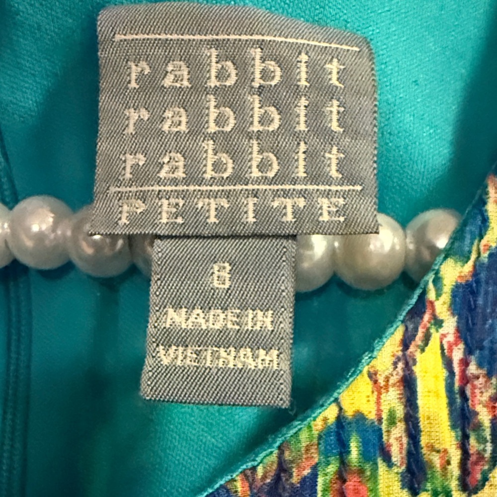 EUC Rabbit Rabbit Rabbit Colorful Sleeveless Dress Button Detail Size 8 Petite - Picture 2 of 5